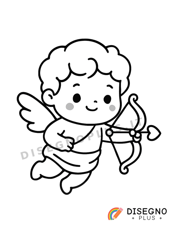 Disegno Cupido con ali e frecce d’amore brillanti   da stampare e colorare