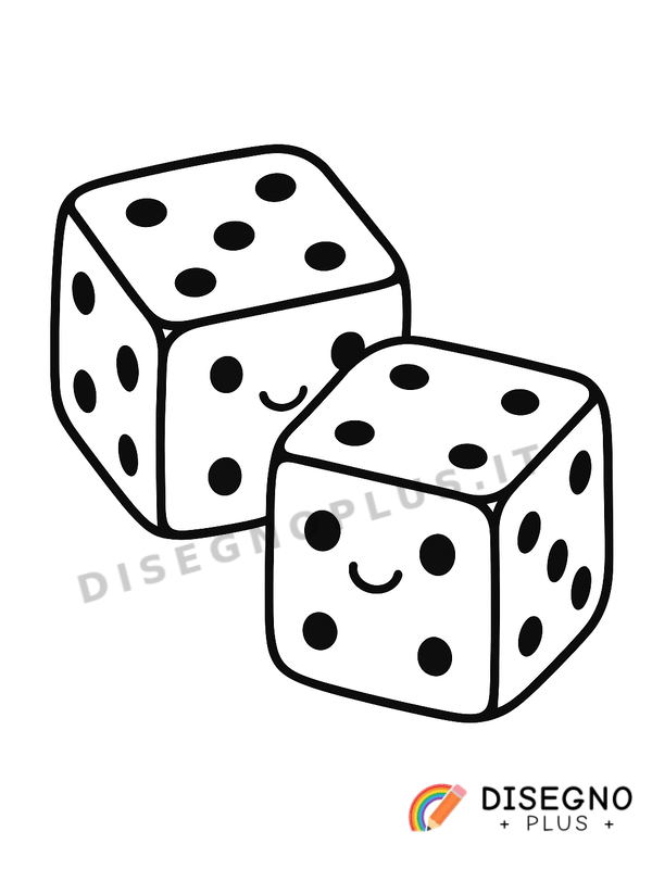 Disegno Dadi da gioco con puntini neri   da stampare e colorare