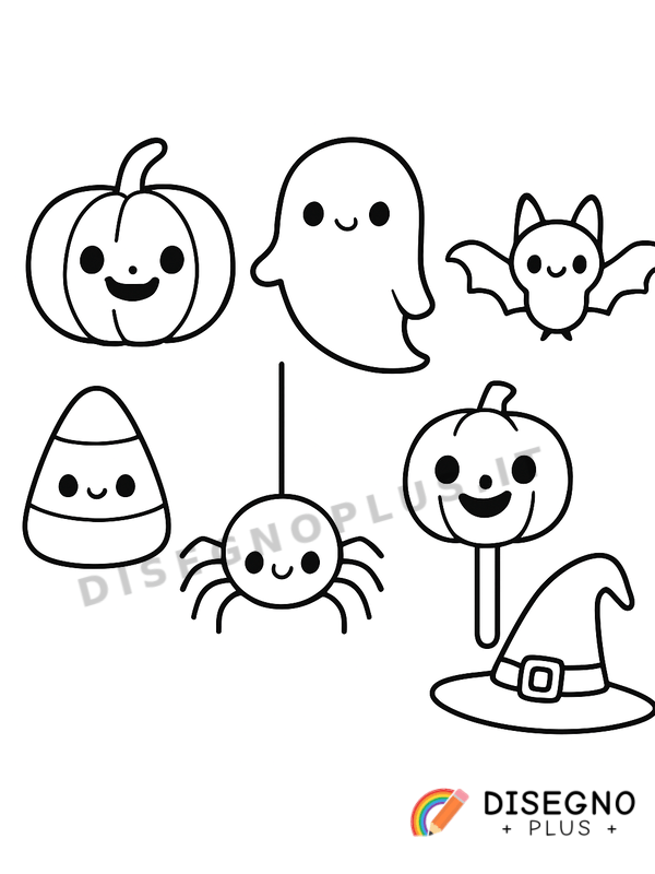 Disegno Decorazioni di Halloween con ragnatele e pipistrelli   da stampare e colorare