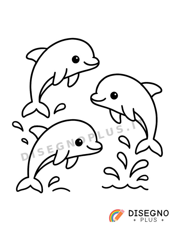 Disegno Delfini che saltano fuori dall’acqua in festa   da stampare e colorare