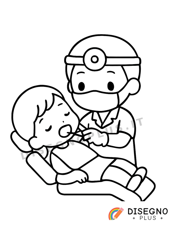 Disegno Dentisti al lavoro con paziente   da stampare e colorare