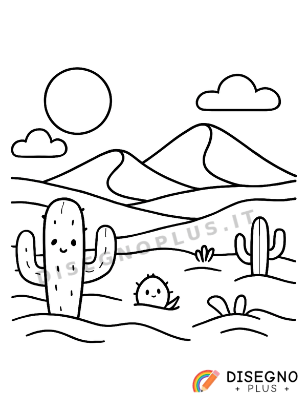 Disegno Deserti di sabbia con dune e calura   da stampare e colorare
