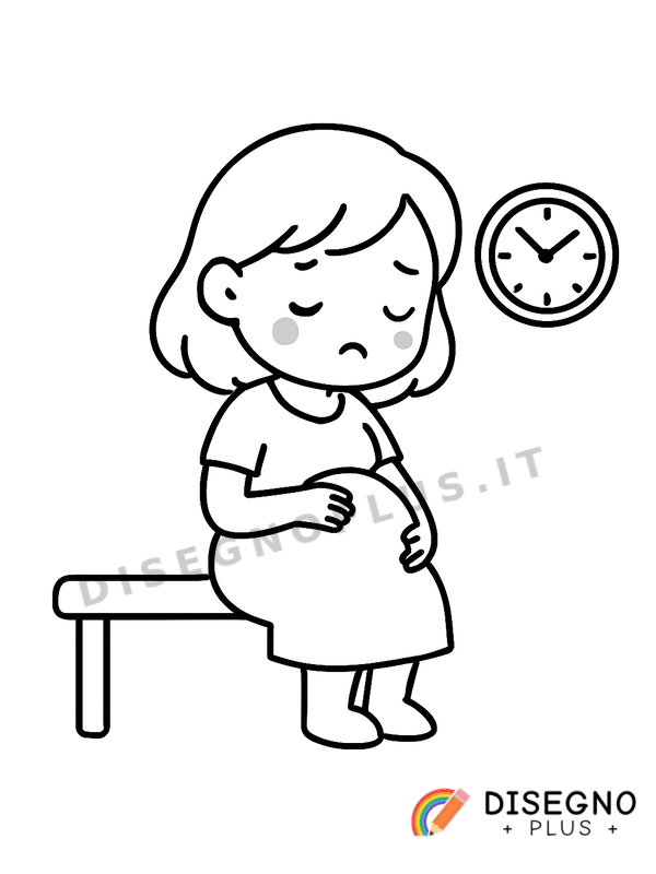 Disegno Donna in attesa con pancione   da stampare e colorare