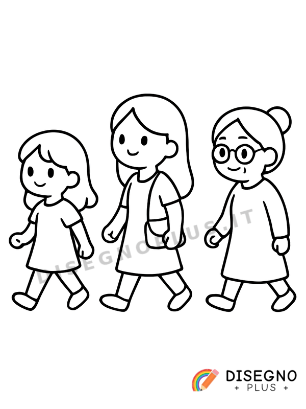 Disegno Donne che camminano da colorare