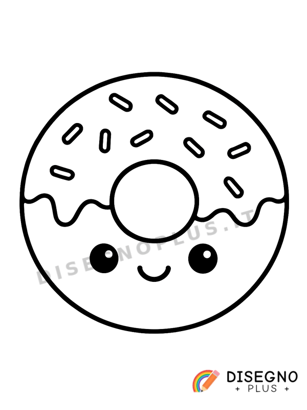 Disegno Donut con glassa e codette   da stampare e colorare