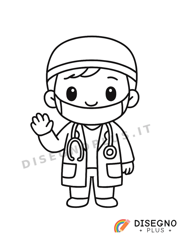 Disegno Dottore con camice e stetoscopio   da stampare e colorare