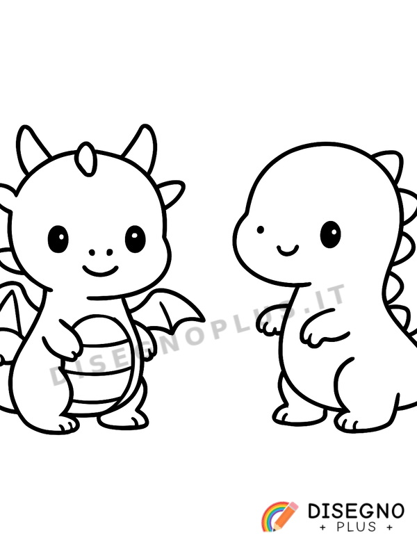 Disegno Drago e dinosauro da colorare