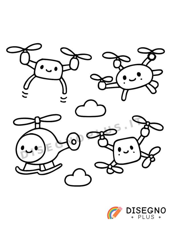 Disegno Droni in volo con telecamera   da stampare e colorare