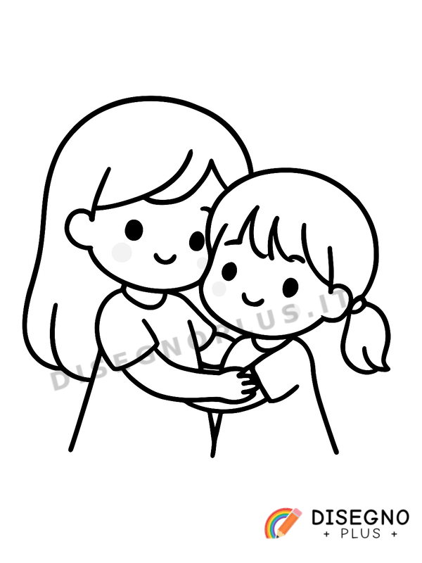 Disegno Due sorelle che si tengono per mano   da stampare e colorare