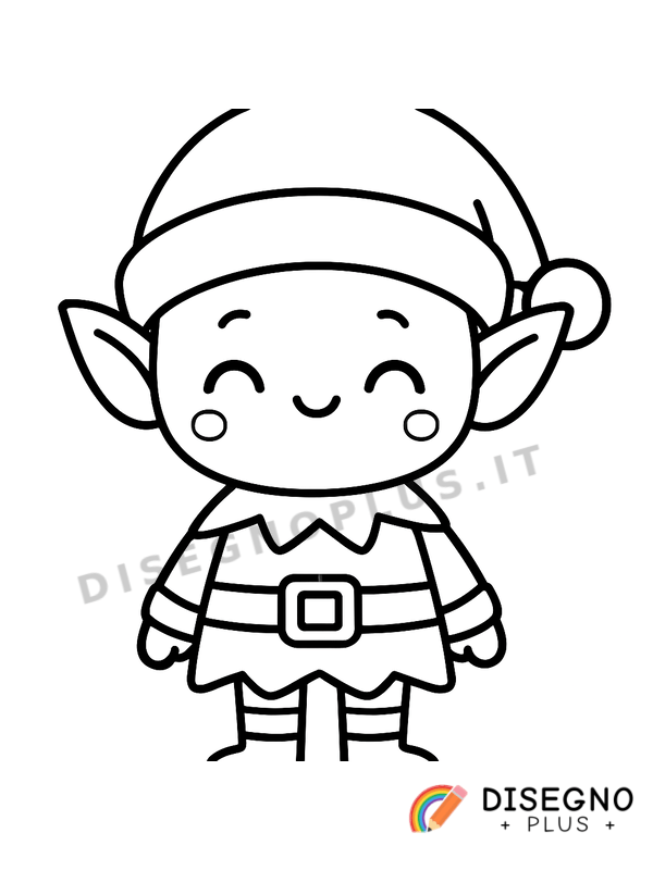 Disegno Elfo di Babbo Natale con scarpe a punta   da stampare e colorare