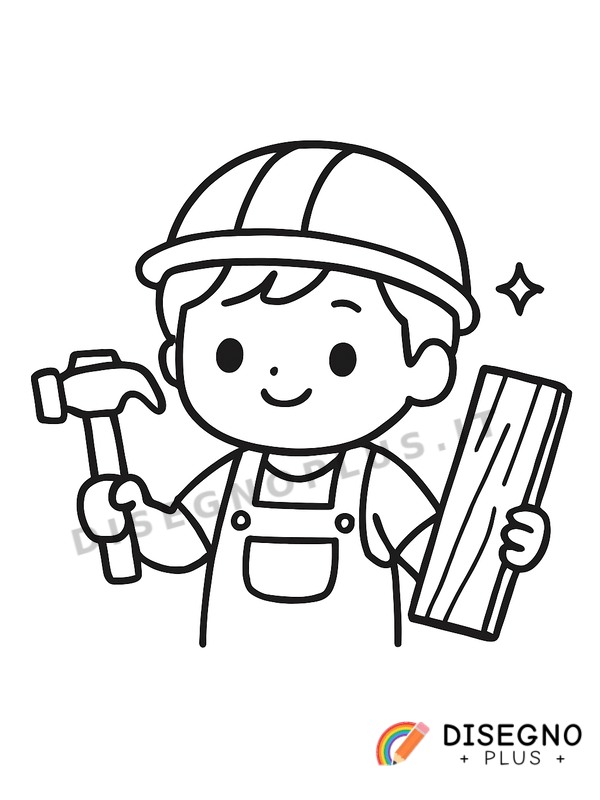 Disegno Falegname con sega e legno   da stampare e colorare