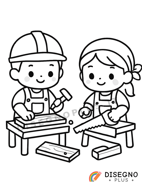 Disegno Falegnami al lavoro da colorare