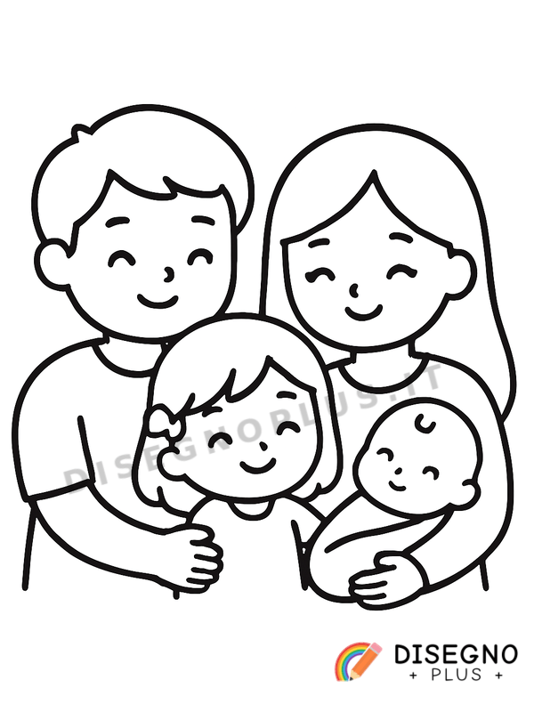 Disegno Famiglia felice da colorare