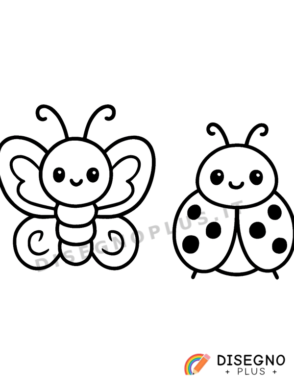 Disegno Farfalla e coccinella su un fiore di margherita   da stampare e colorare