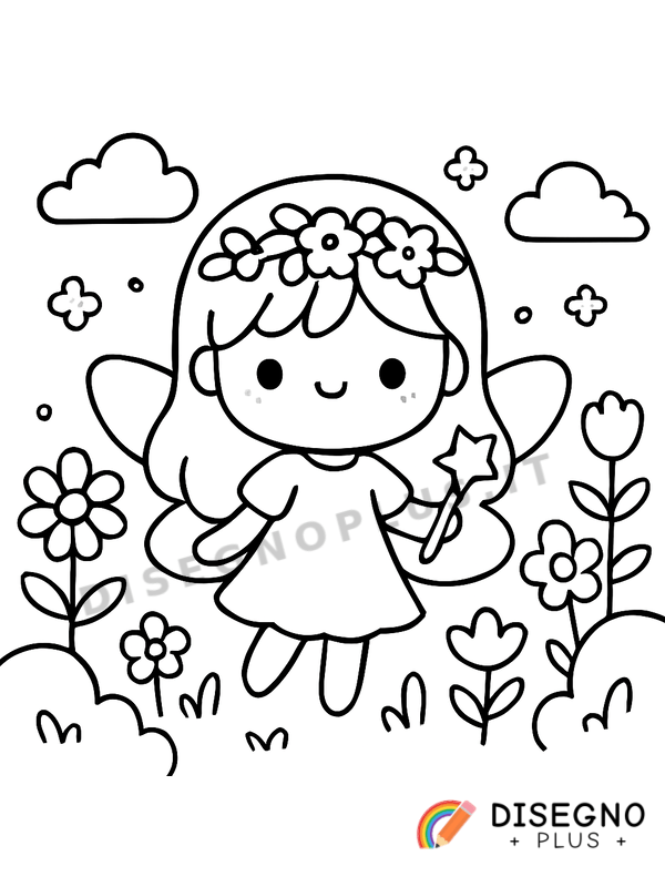 Disegno Fate nel giardino da colorare