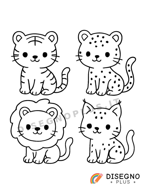 Disegno Felini della giungla con occhi verdi luminosi   da stampare e colorare