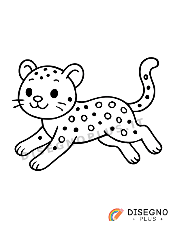 Disegno Felino veloce in corsa tra gli alberi   da stampare e colorare