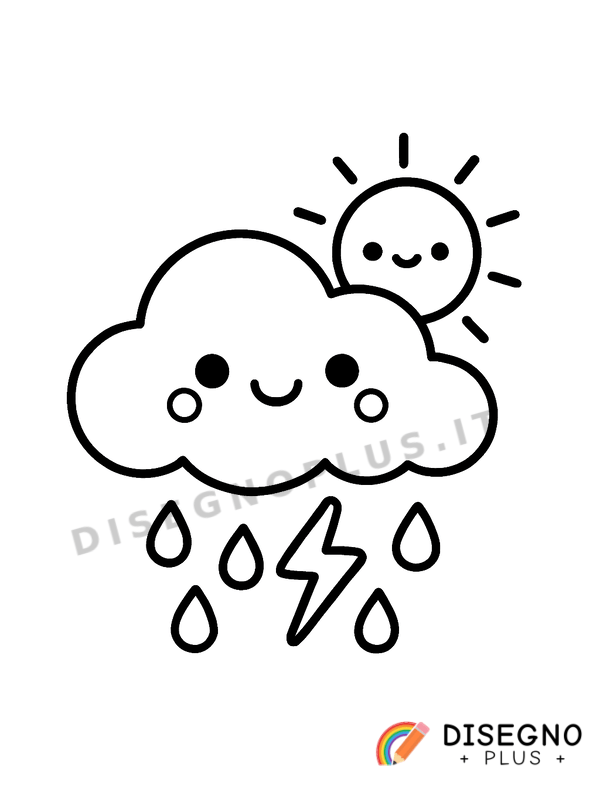 Disegno Fenomeno atmosferico con arcobaleno   da stampare e colorare