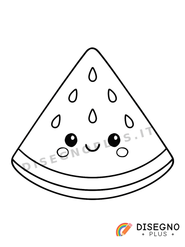 Disegno Fetta d’anguria con scorza verde   da stampare e colorare