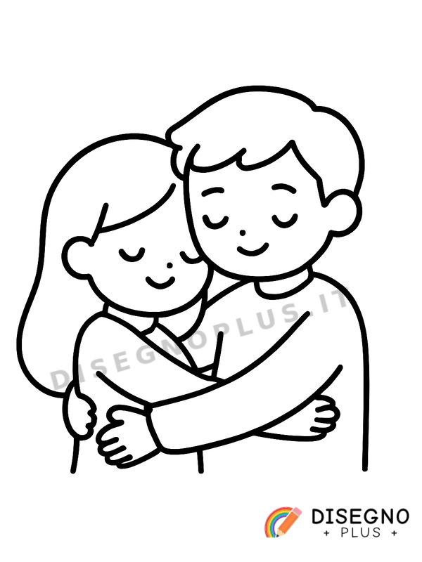 Disegno Fidanzati che si abbracciano   da stampare e colorare