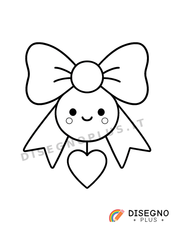 Disegno Fiocco nascita rosa con stelline e cuoricini   da stampare e colorare