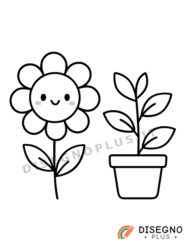 Disegno Fiore e pianta da colorare