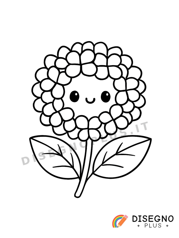 Fiore ortensia con tanti petalini Disegno Fiore ortensia con tanti petalini da stampare e colorare
