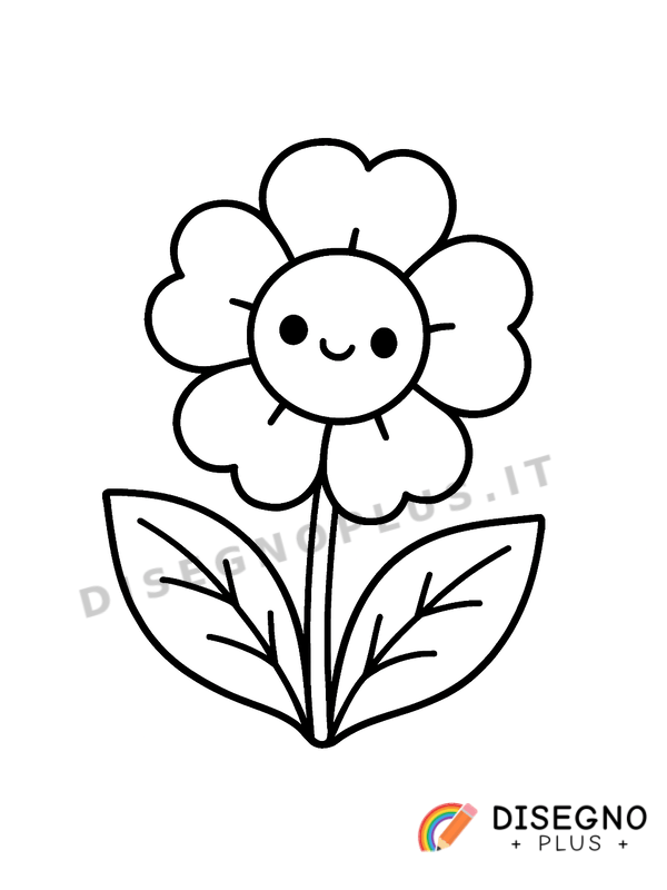 Disegno Fiore primula giallo con foglie   da stampare e colorare