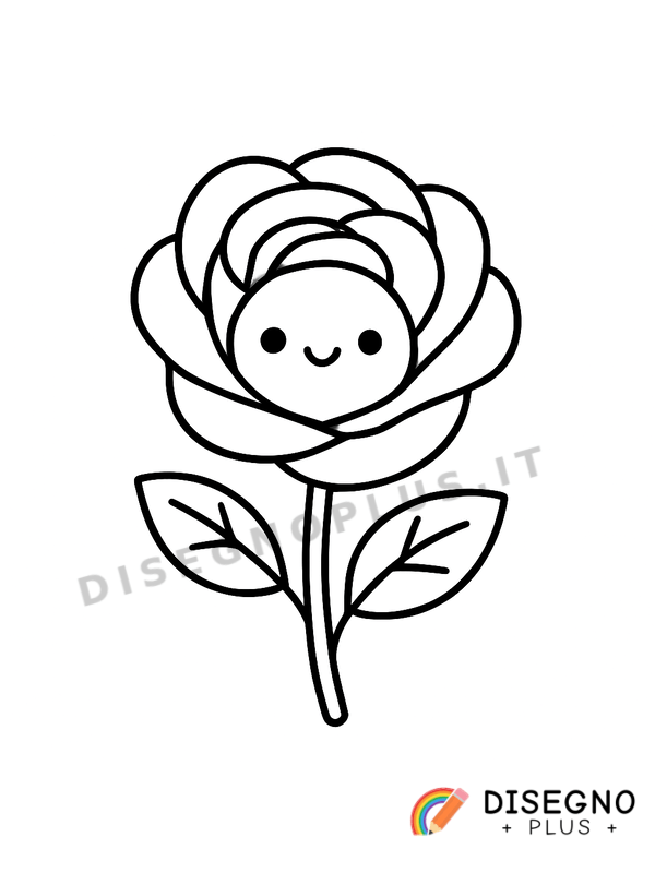 Disegno Fiore rosa da colorare