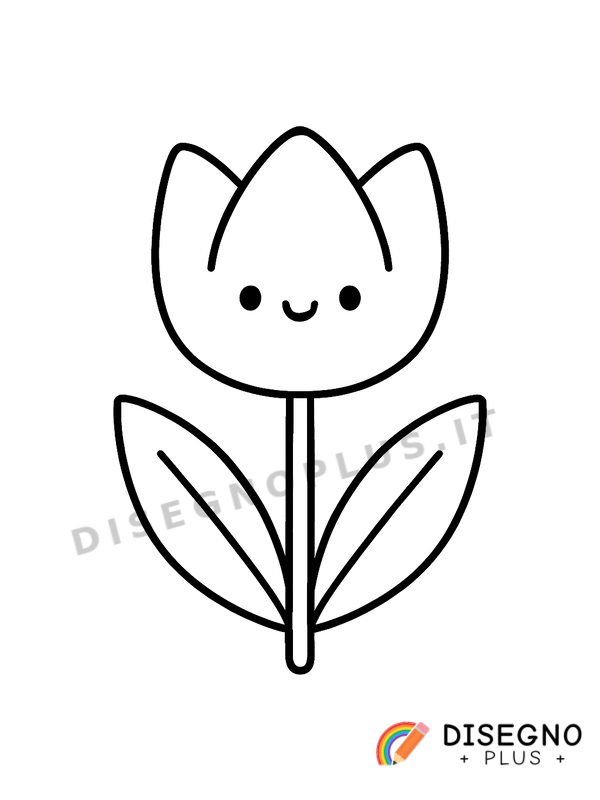 Disegno Fiore tulipano rosso con stelo dritto   da stampare e colorare