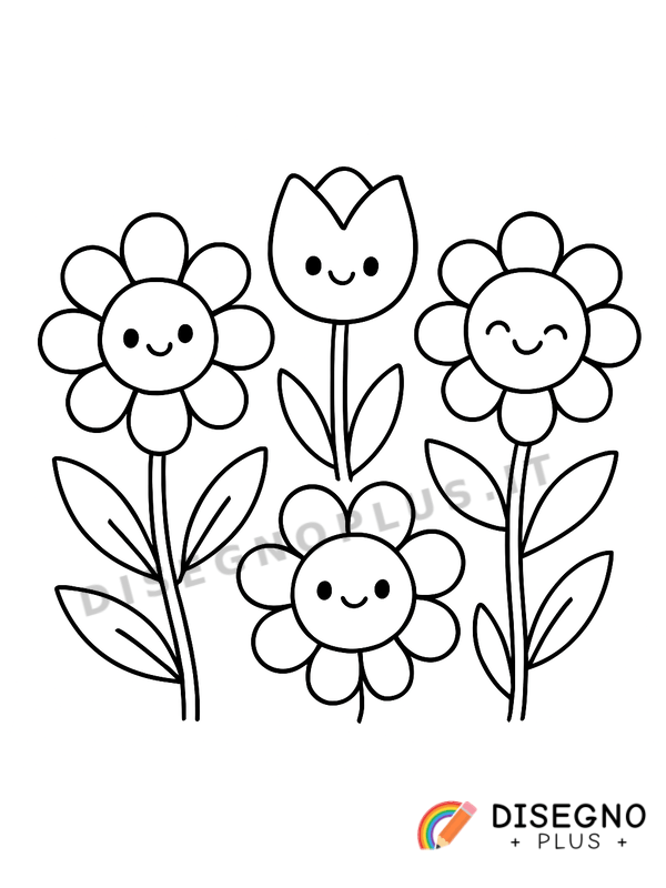 Disegno Fiori che sbocciano da colorare
