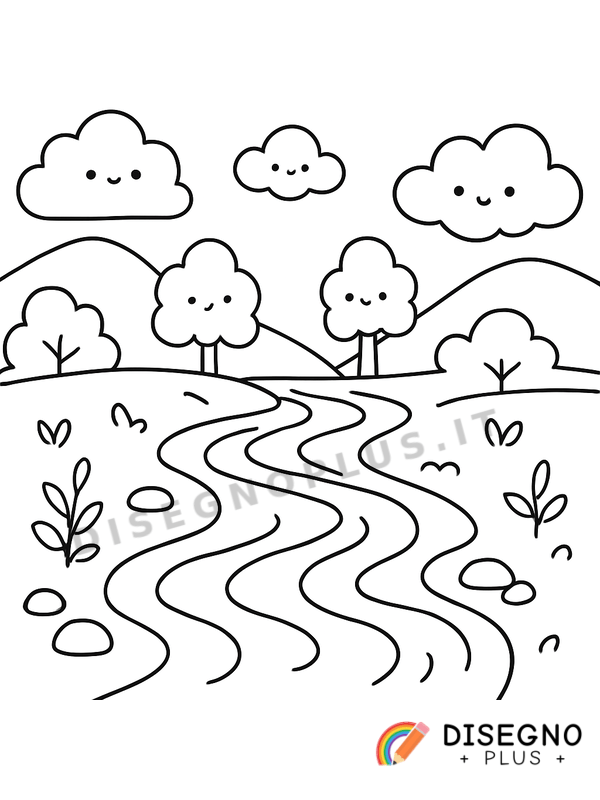 Disegno Fiumi che scorrono da colorare