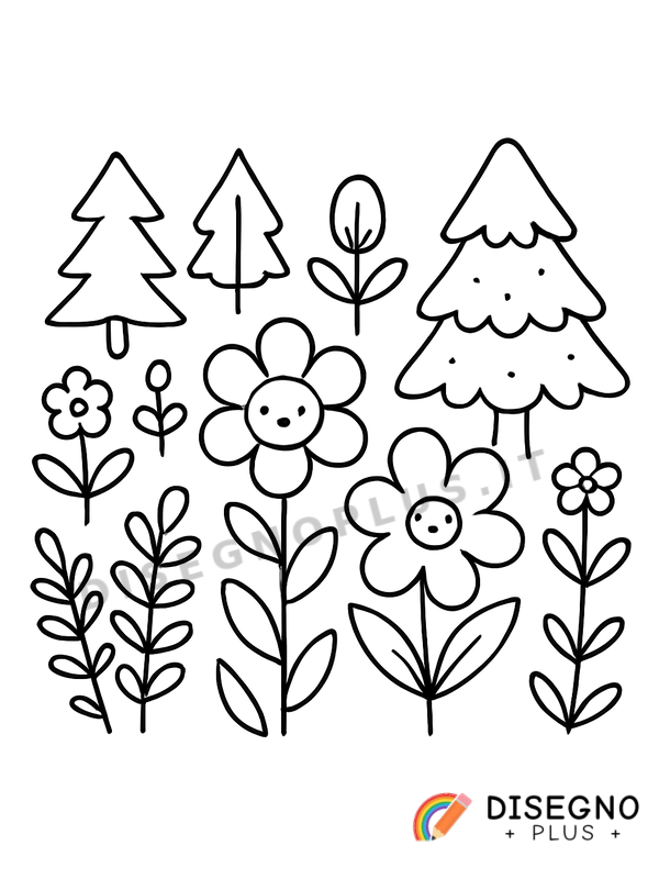 Disegno Flora della montagna da colorare