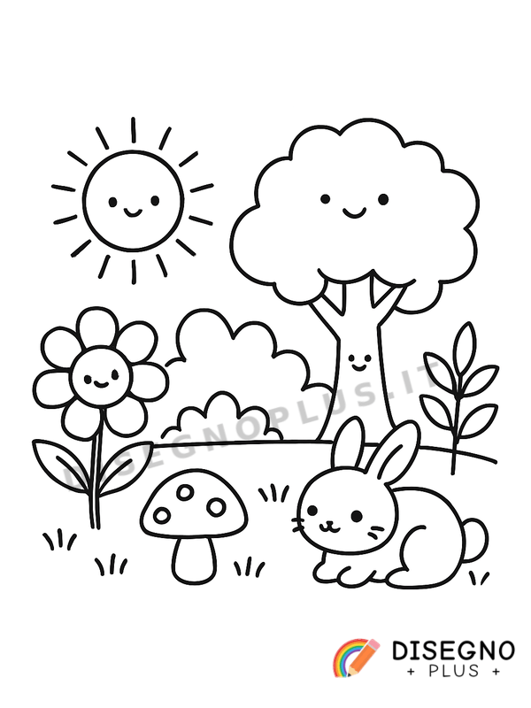 Disegno Flora e fauna da colorare