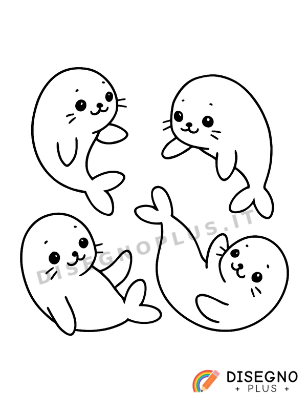 Disegno Foche che giocano da colorare