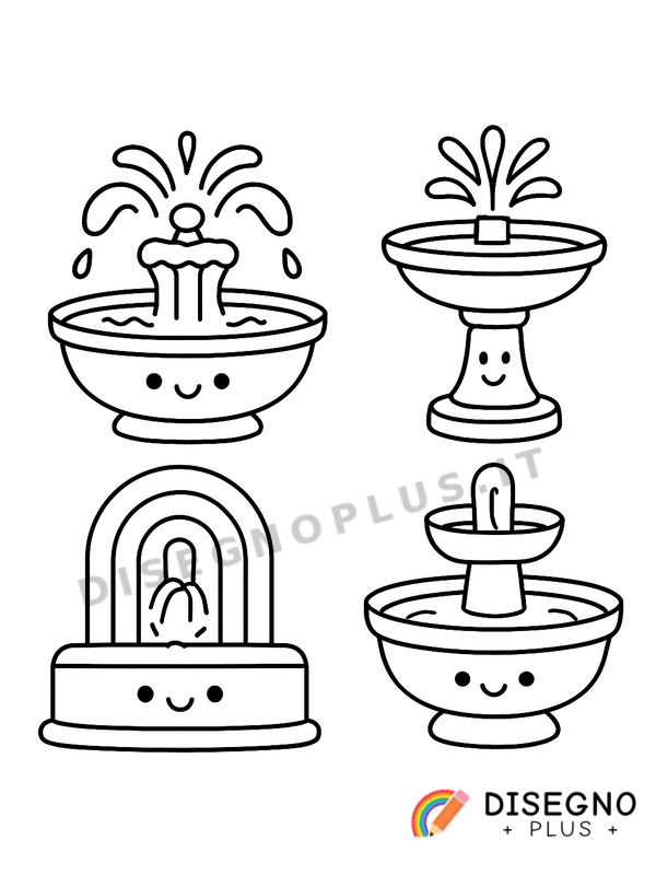 Disegno Fontane con acqua limpida e conchiglie   da stampare e colorare
