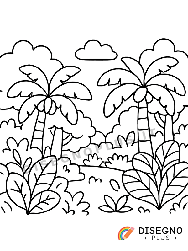 Disegno Foresta tropicale con colori e suoni   da stampare e colorare