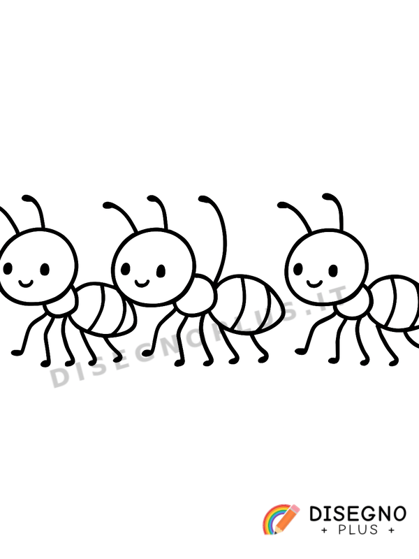 Disegno Formiche che camminano in fila ordinata precisa   da stampare e colorare