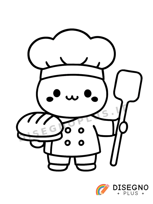 Disegno Fornaio con vassoio di pane   da stampare e colorare