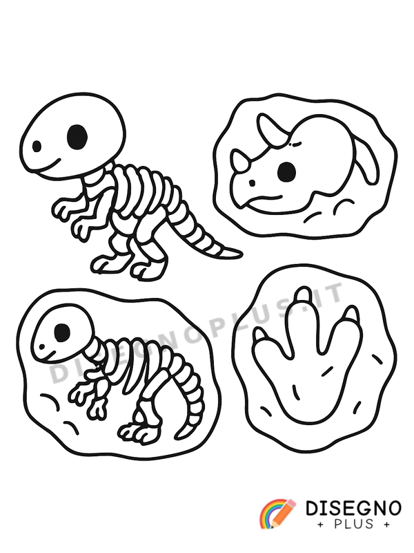 Disegno Fossili di dinosauro da colorare