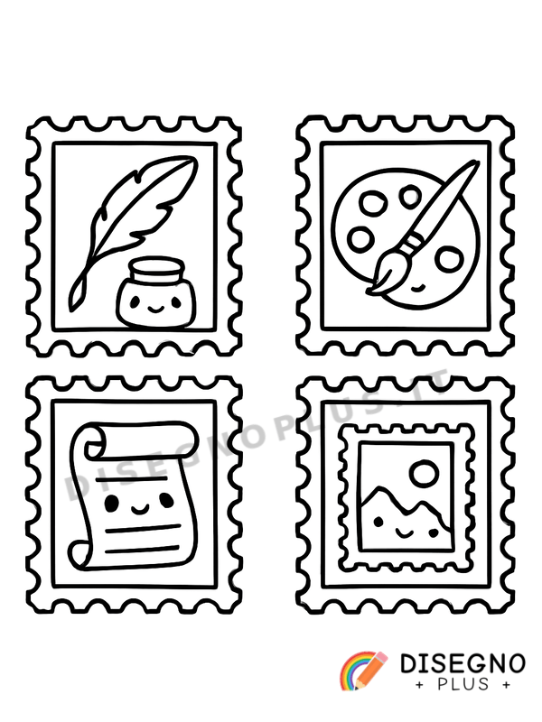 Disegno Francobolli antichi da colorare