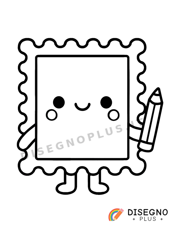 Francobollo moderno con valore Disegno Francobollo moderno con valore da stampare e colorare