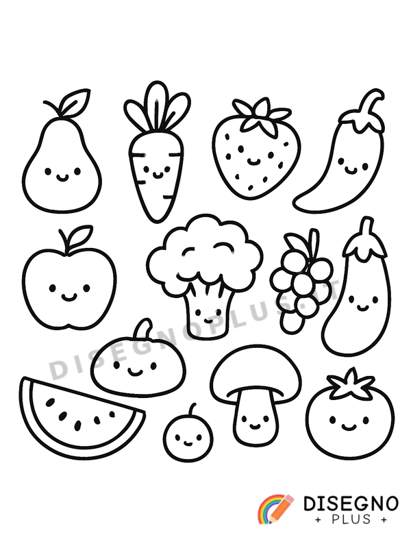 Disegno Frutta e verdura in un mercato   da stampare e colorare