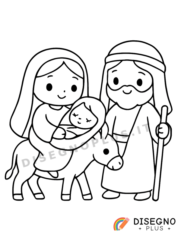 Disegno Fuga in Egitto con asinello   da stampare e colorare