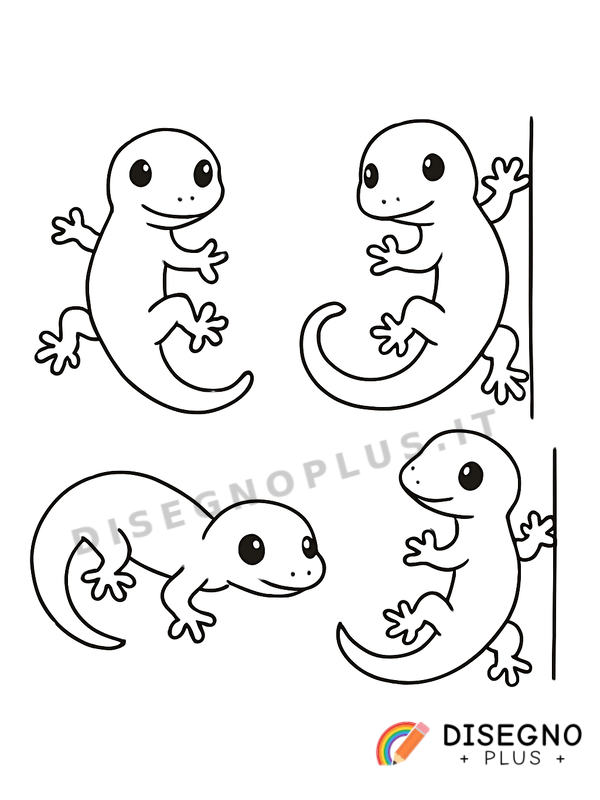 Disegno Gechi sulle pareti con zampe adesive e occhi grandi   da stampare e colorare