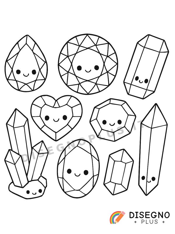 Disegno Gemme colorate in un ciondolo   da stampare e colorare