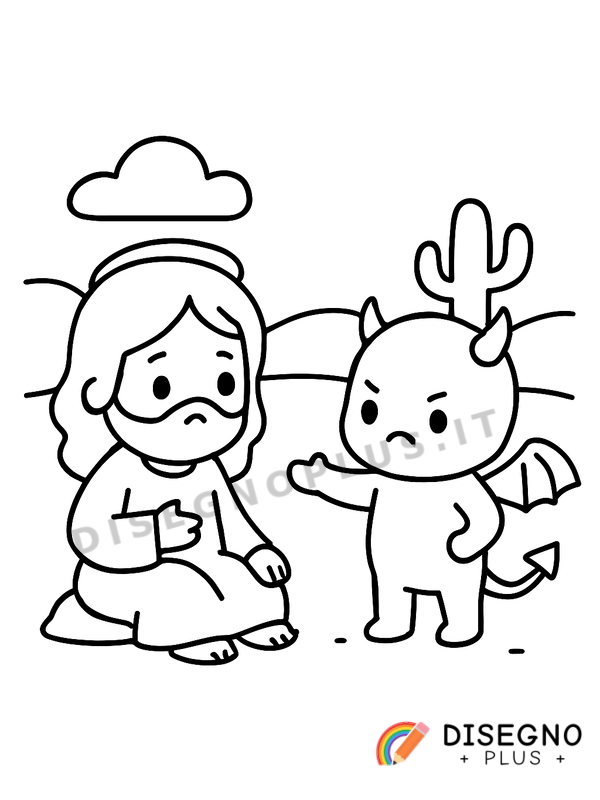 Disegno Gesù tentato nel deserto da colorare