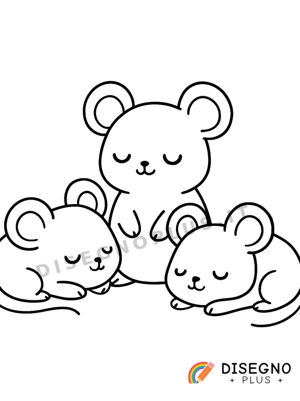 Disegno Ghiri che dormono raggomitolati nel nido caldo   da stampare e colorare