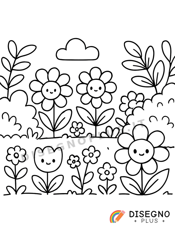 Disegno Giardini fioriti da colorare