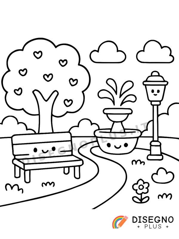 Disegno Giardino pubblico da colorare